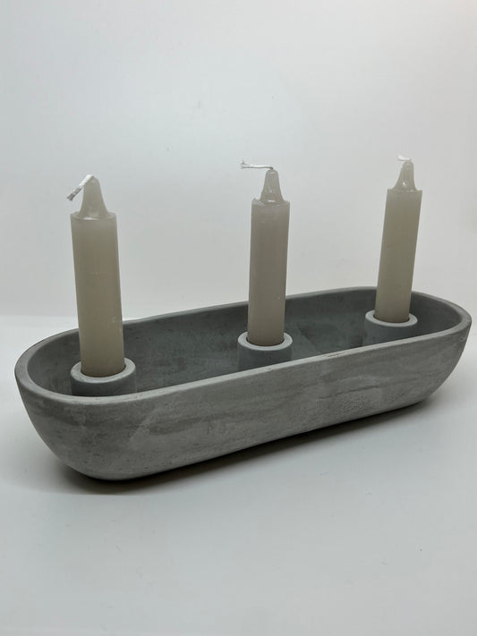 Concrete triple candle holder