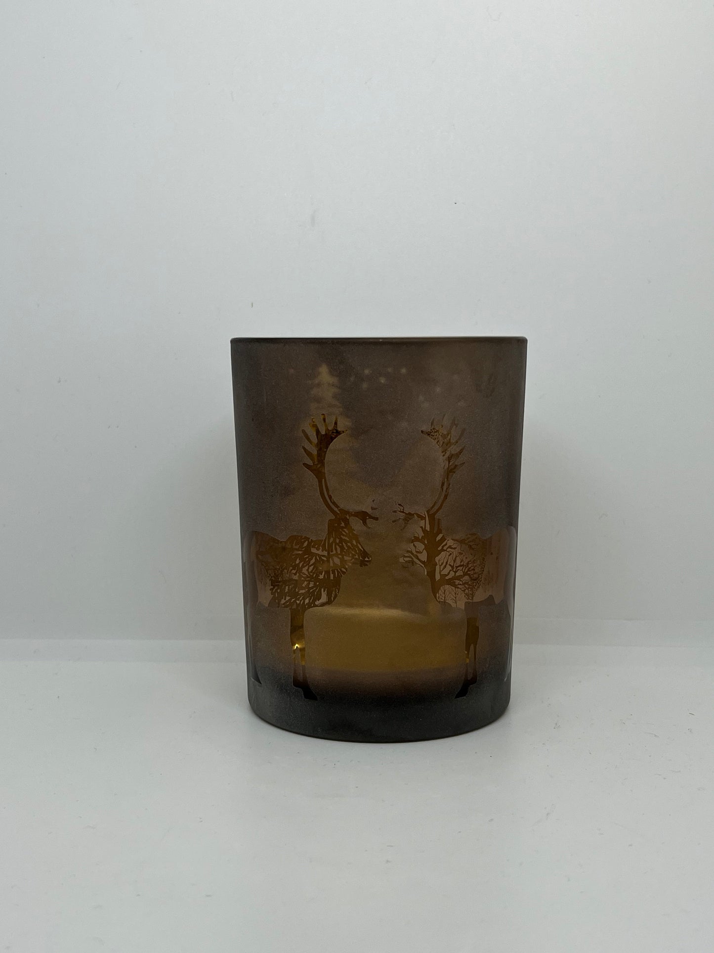 Reindeer glass candle holder