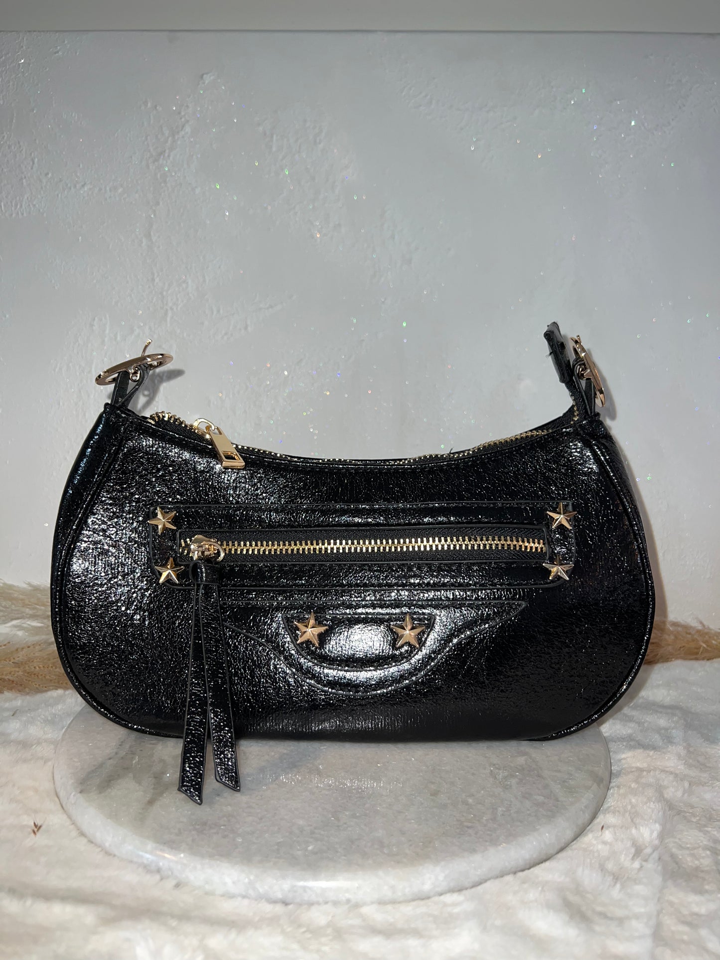 Metallic tas zwart PU